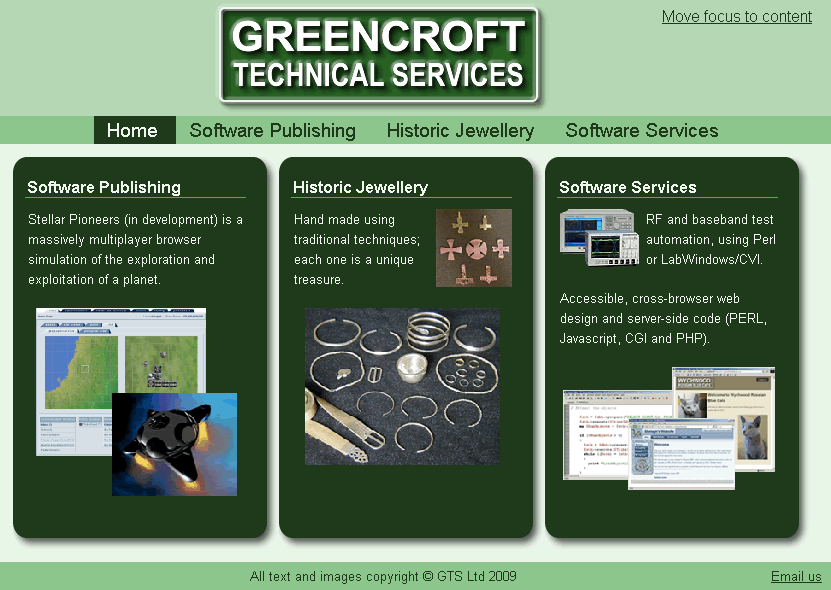Final design for the Greencroft Technical Services website